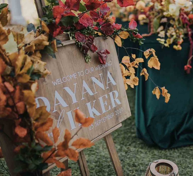 Wooden wedding sign for romantic elopement