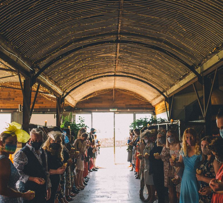 Stone Barn wedding venue complete with hanging fairy lights | Story + Colour