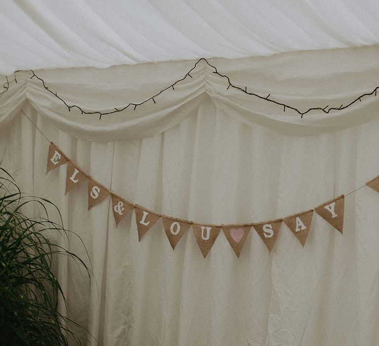 Personalised burlap wedding bunting 