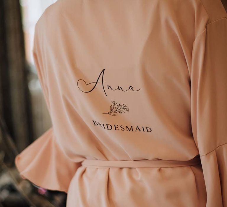 Personalised bridesmaid robe in pink