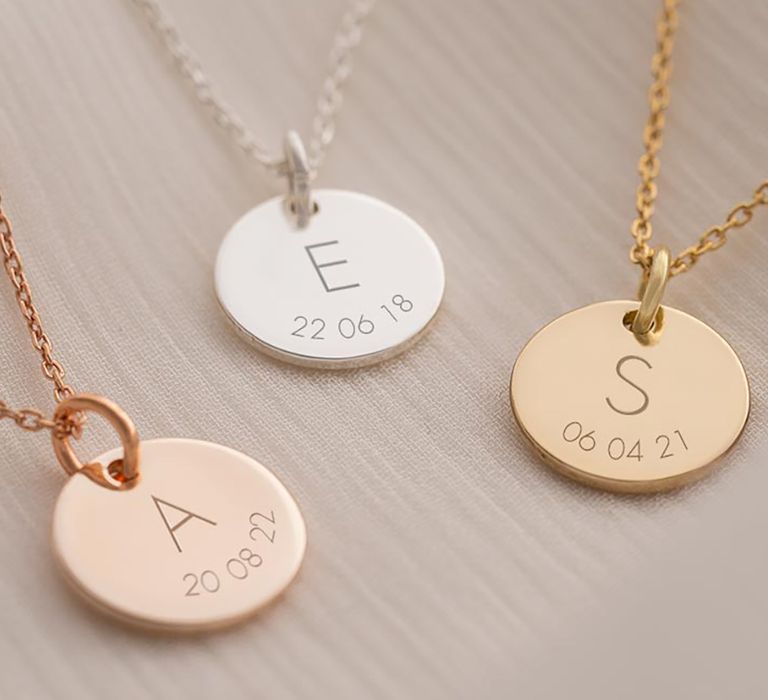 Personalised necklace with date and initials 