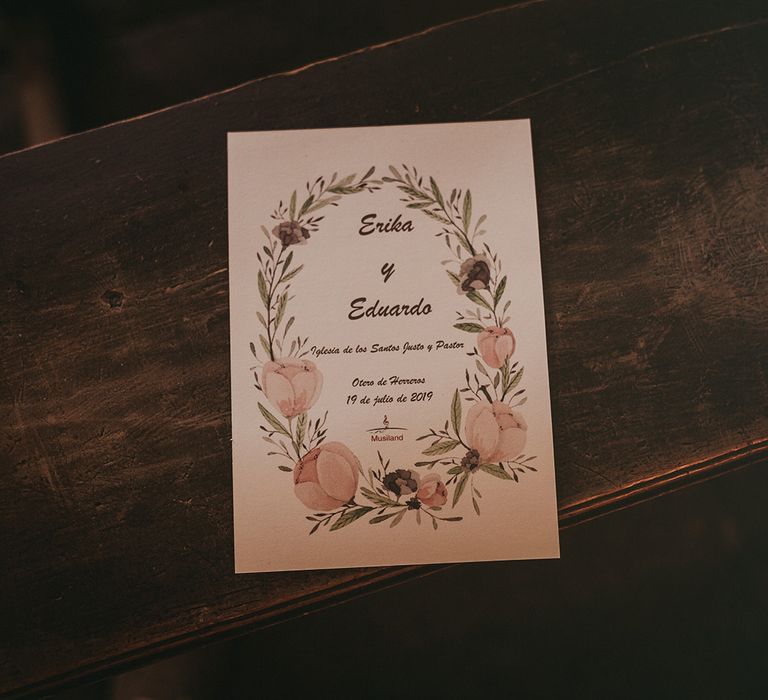 wedding invitation with floral illustration