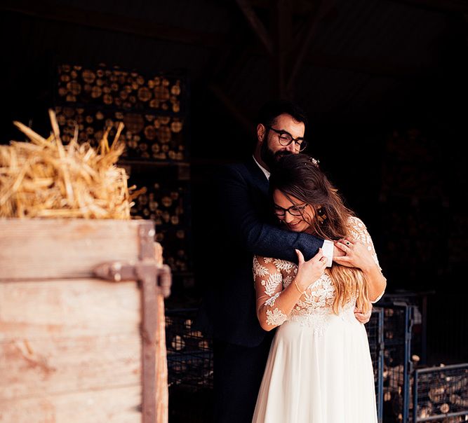 Bride and groom at French wedding