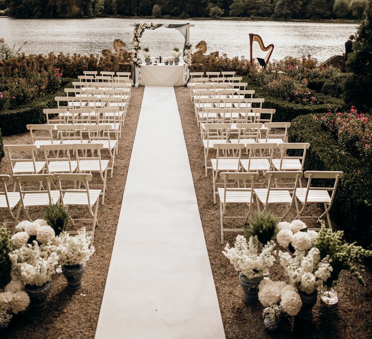 Outdoor wedding ceremony at by the lake in Salzburg, Austria