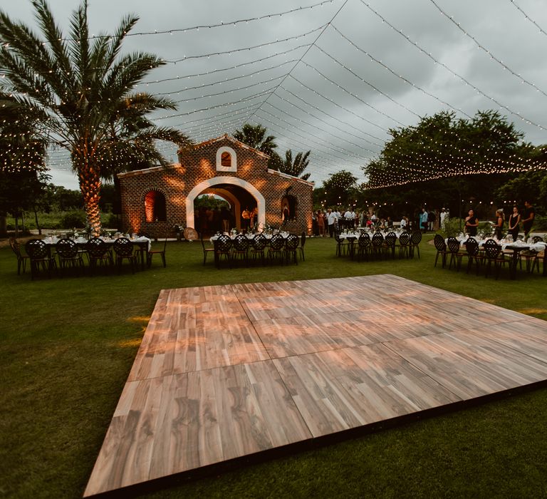 Outdoor dance floor at Flora Farms, Mexico