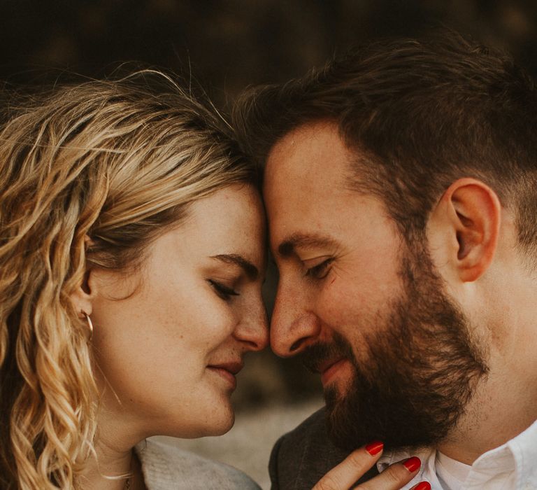 Bride and groom share a kiss