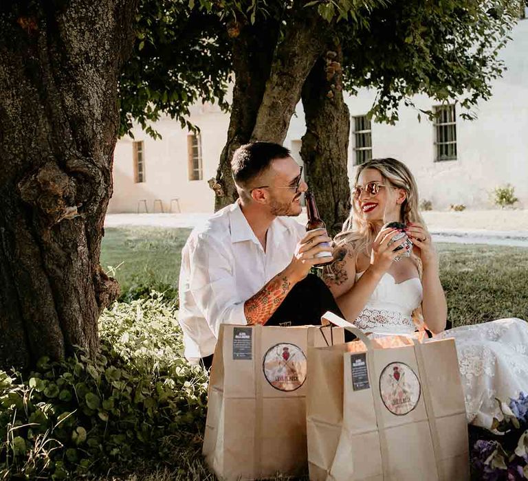 Burger and fries wedding food at intimate elopement