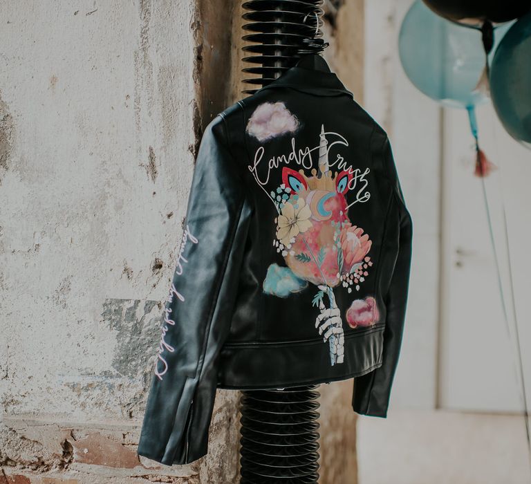 Personalised Candy Crush bridal leather jacket 