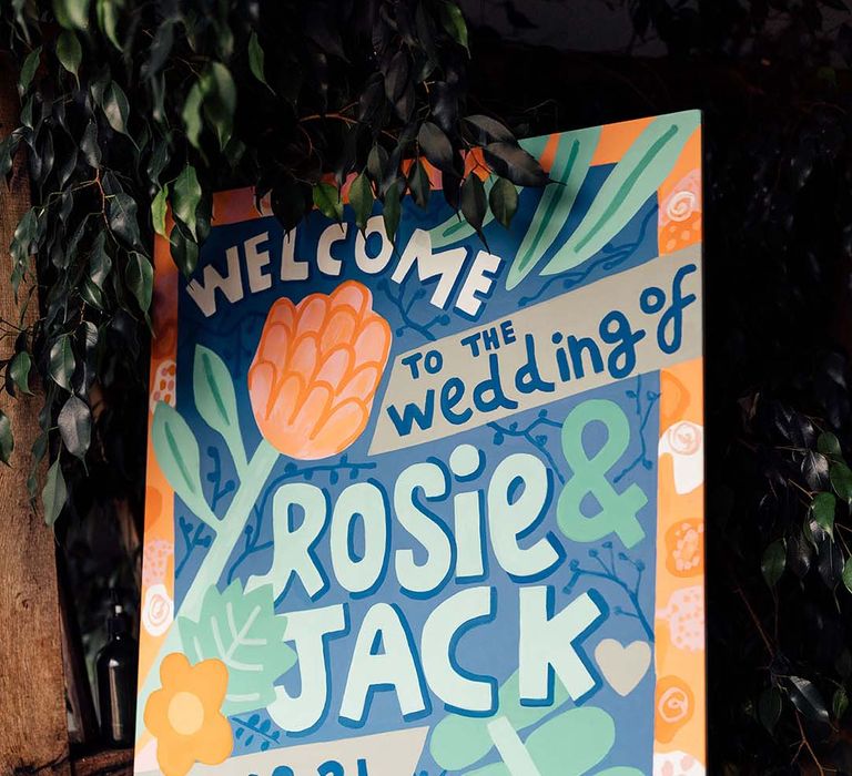 Vibrant wedding welcome sign 