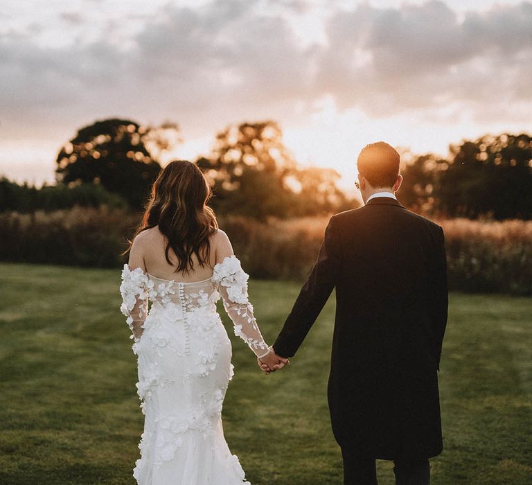 Sunset wedding portraits at Elmore Court