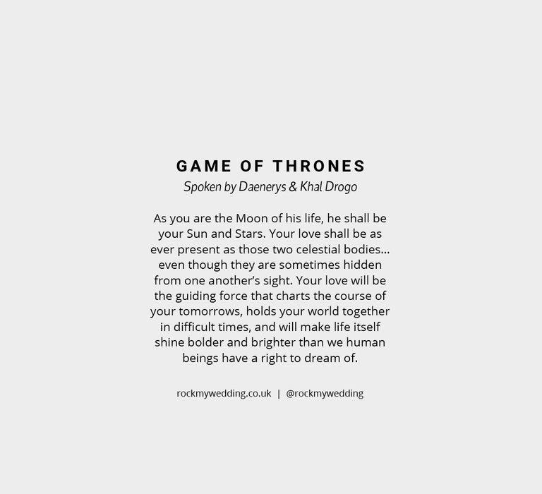 Game of Thrones | Wedding Readings From Movies/TV Shows