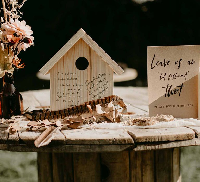 Unique wooden guest book birdhouse 