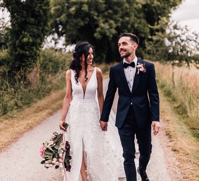 Cute couple portrait at Cripps Barn wedding with a botanical wedding theme 