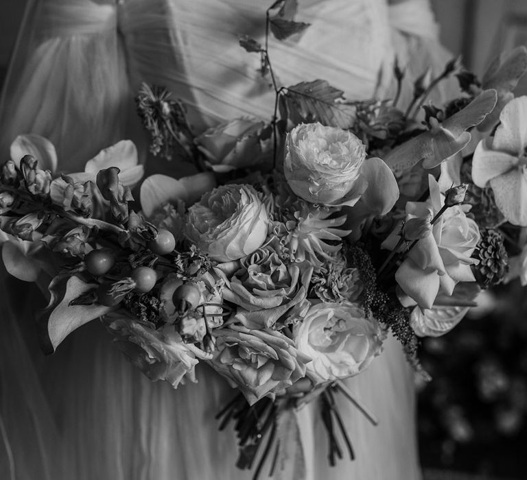 The bridal bouquet for a classic British wedding with meadow-inspired florals 