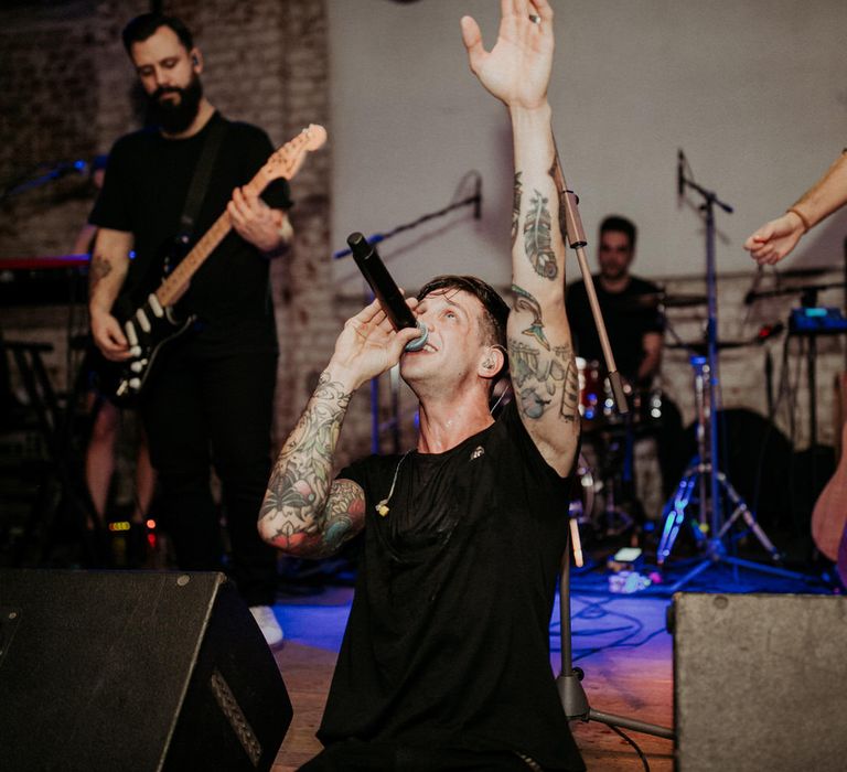 The couple had a live rock band for their wedding reception