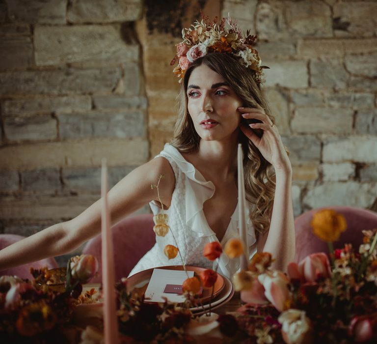 Bride at Almonry Barn Somerset wedding 