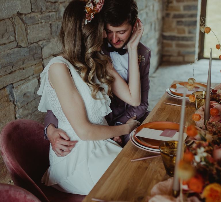 Bride and groom at Almonry Barn Somerset wedding venue