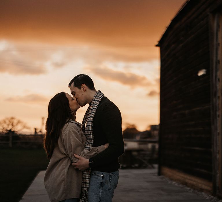 Golden hour marriage proposal engagement pictures