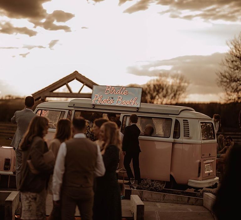 Pink camper van photobooth wedding entertainment 