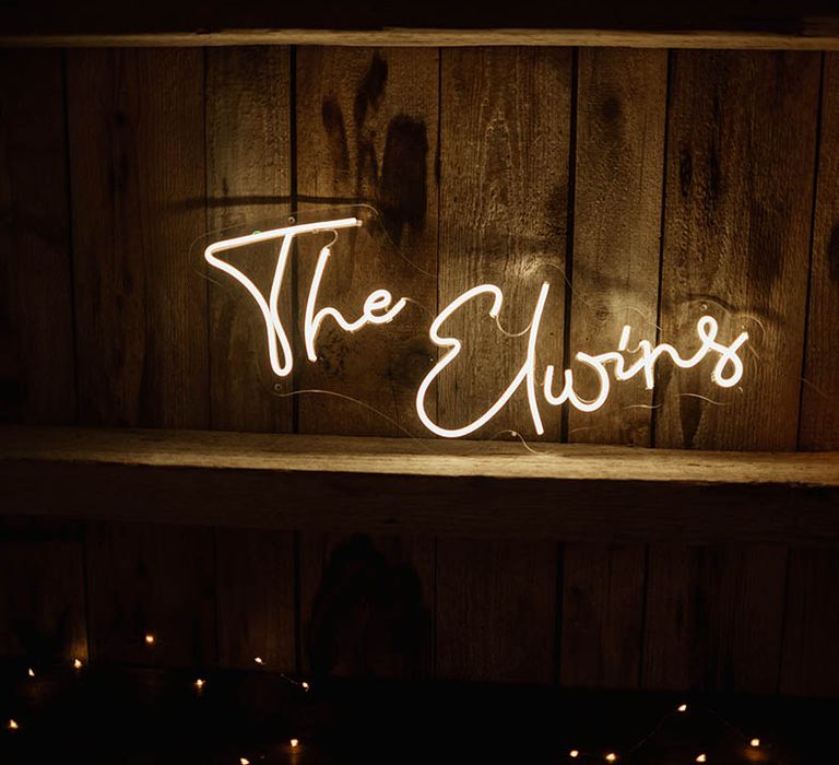 Personalised white neon wedding sign 