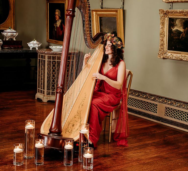 Harpist playing at wedding ceremony 