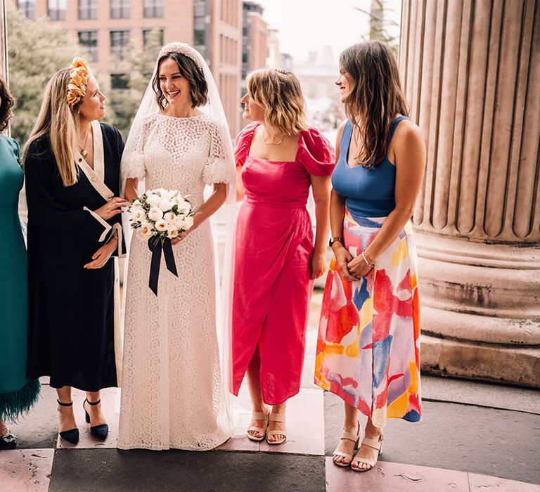 Bride stands with 'best women' in their own clothes at London wedding 