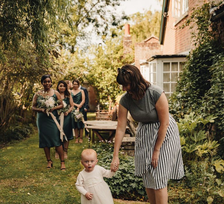 Flower girl at garden wedding 