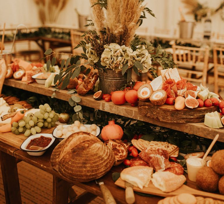 Sharing platter for at home wedding in a marquee