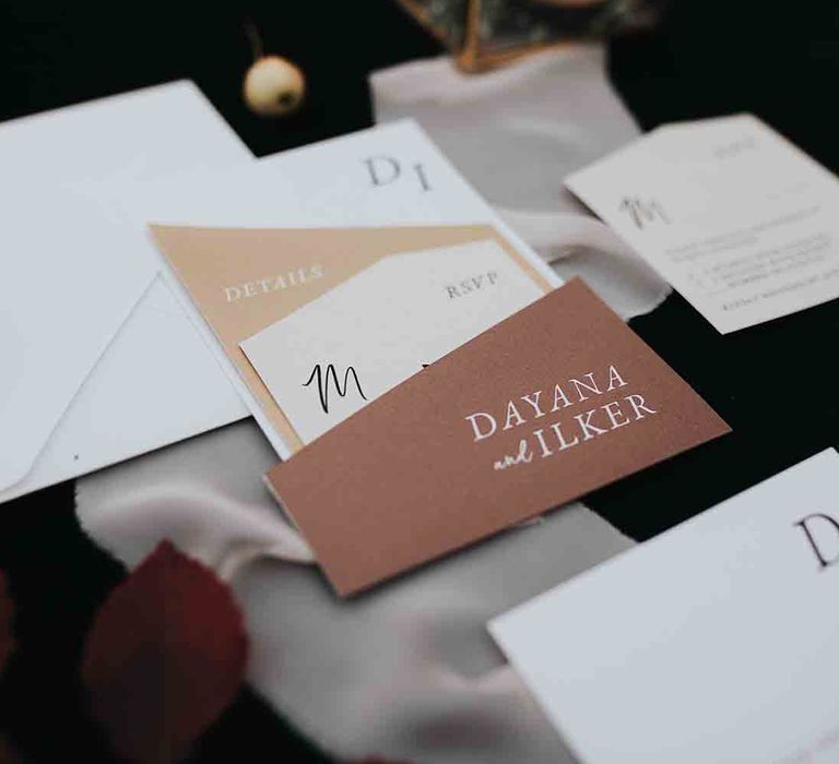 Neutral tone wedding stationery