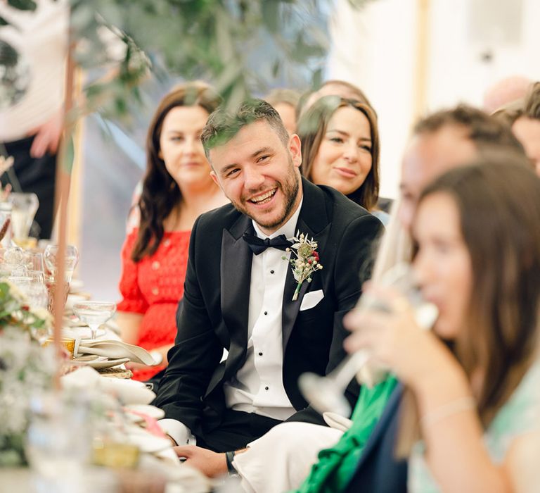 Black tie wedding in marquee