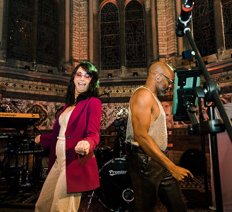 Wedding band dance during reception at St Stephens Hampstead church 