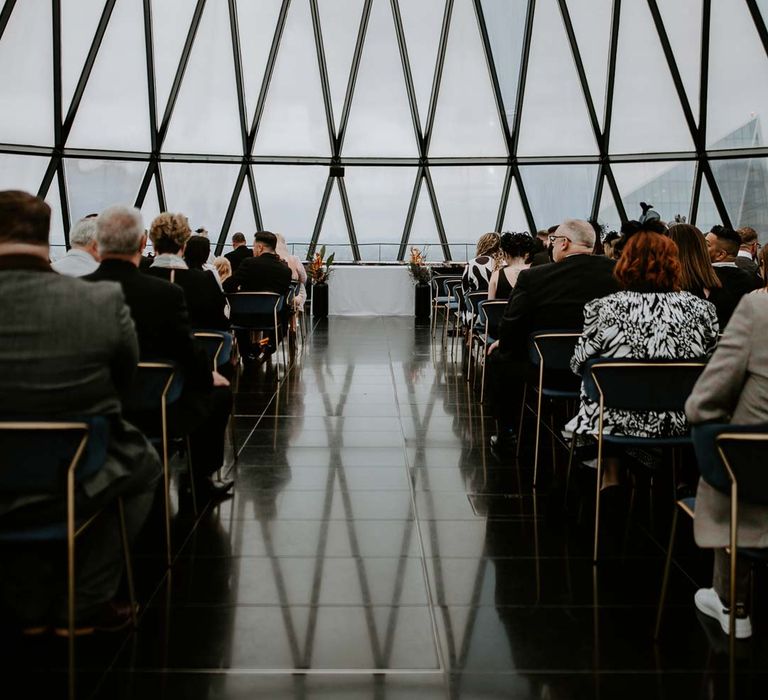 The wedding aisle at The Gherkin wedding venue London 