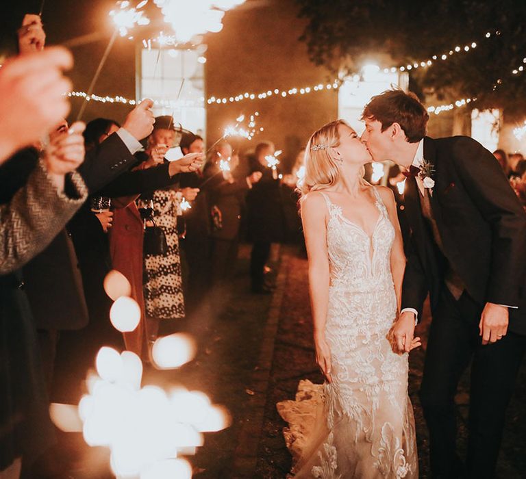 Sparkler send off for festive wedding during December 