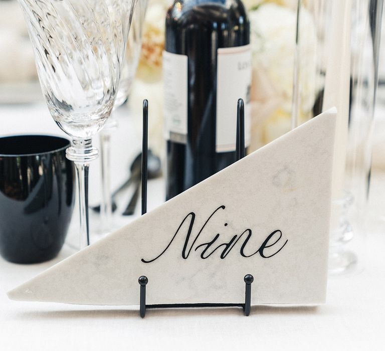 Monochrome wedding table number sign 