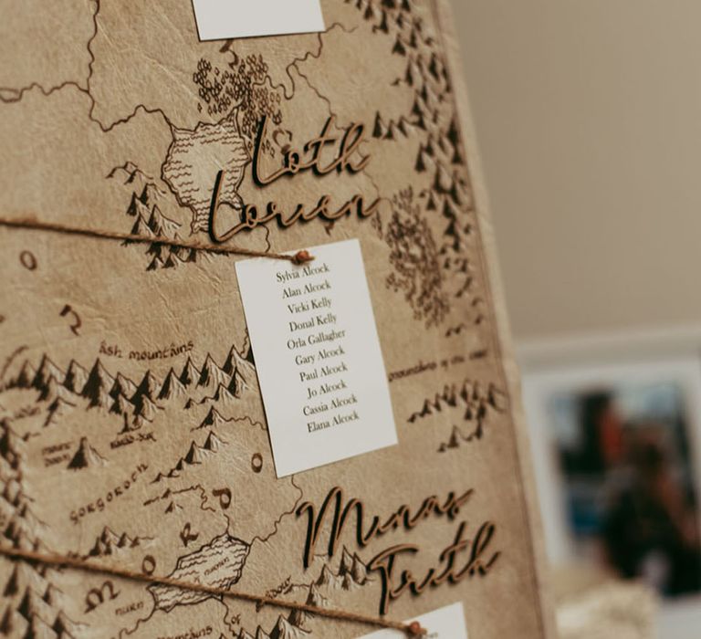 Fantasy map wedding seating chart idea 