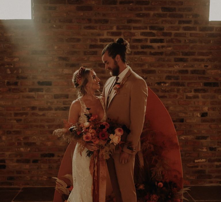 Bride and groom portrait at Oakwood at Ryther by Esme Whiteside Photography