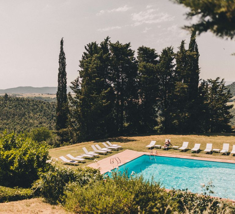 Poolside Tuscany Italy Wedding