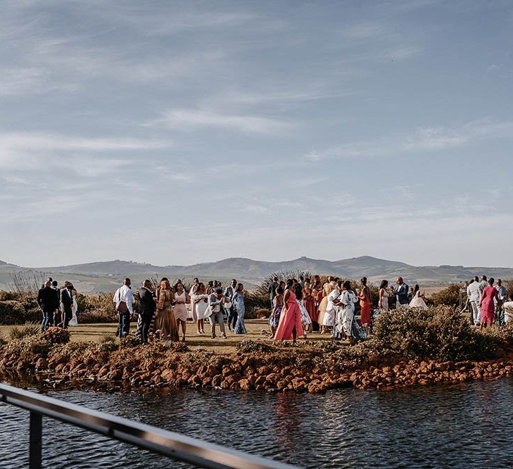 Outdoor drinks reception at Cavalli Estate, Cape Town, South Africa