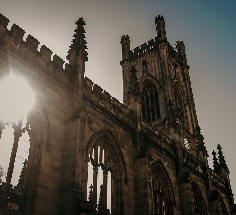 Steeple at St Luke's bombed out church in Liverpool 