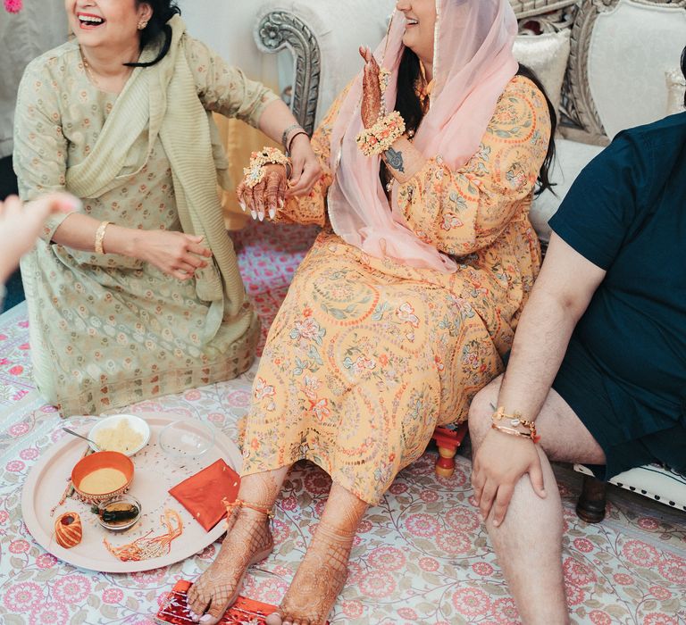 Bride during traditional Haldi ceremony