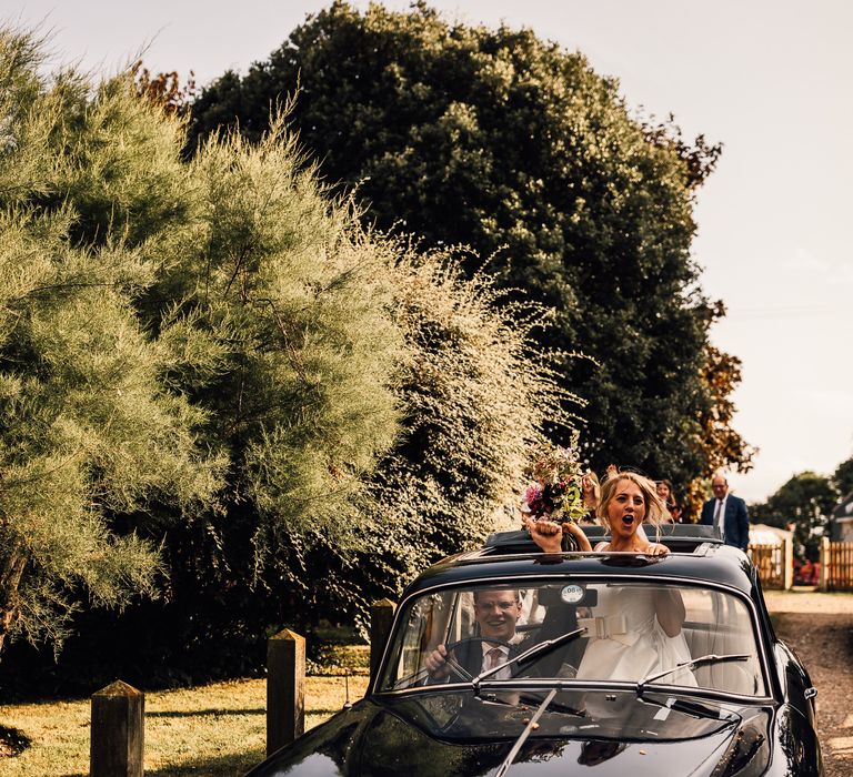 Wedding car at church wedding ceremony