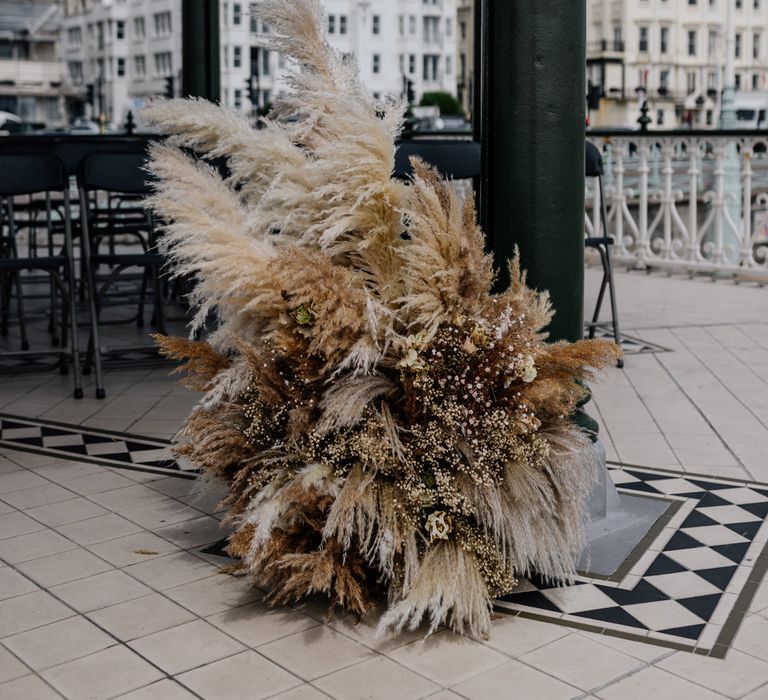 Pampas grass decor for Brighton bandstand wedding