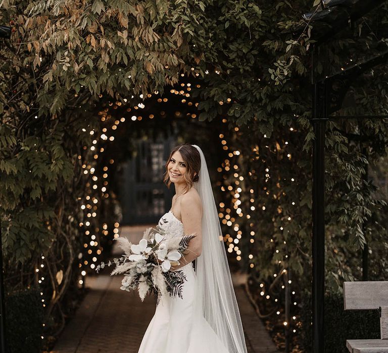 Essense of Australia wedding dress with pampas bouquet