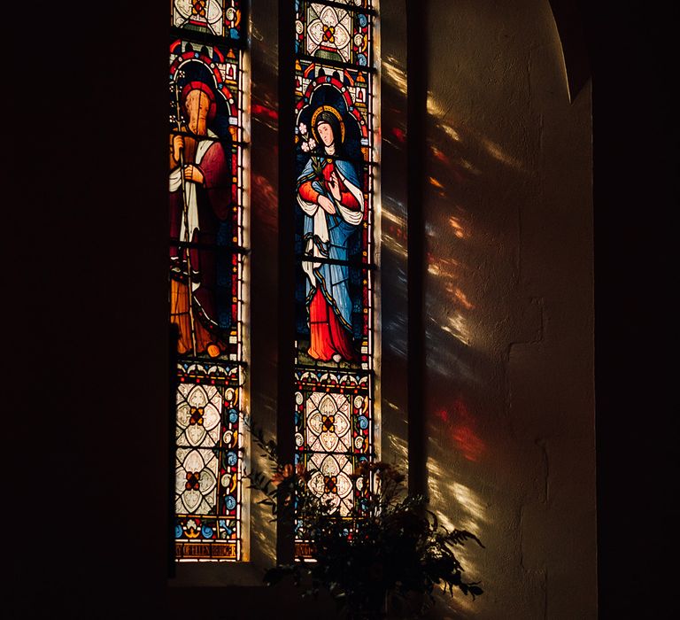 Stained glass windows in the church 