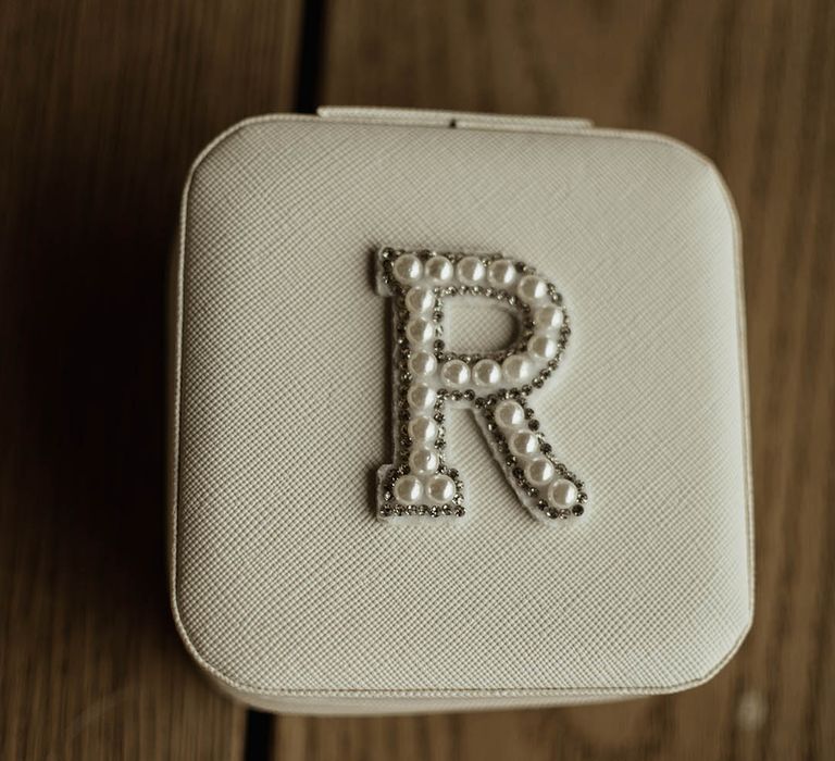 Personalised bridal purse with pearl details for the bridal accessories 