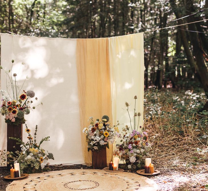 Outdoor boho decoration with bold blooms