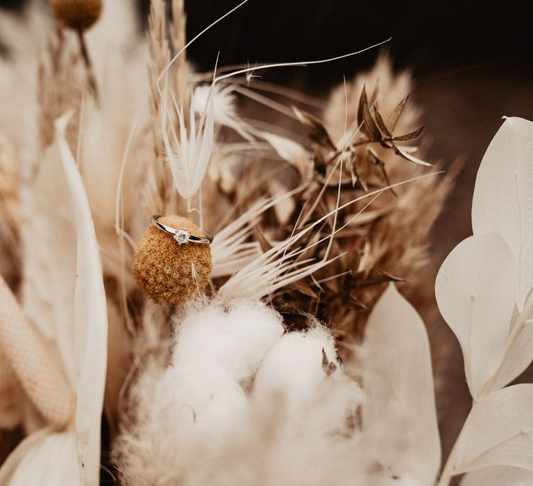 Dried flower wedding bouquet with pampas grass