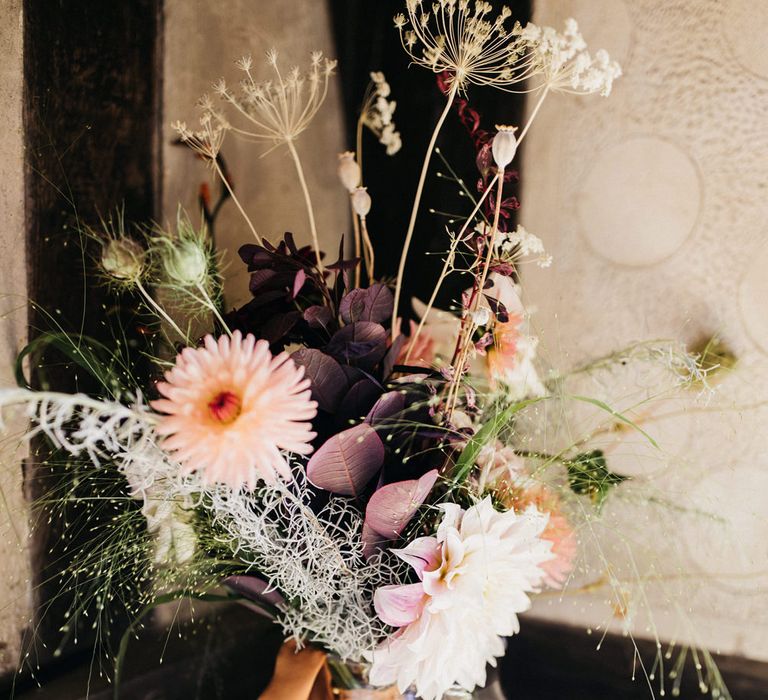 wildflower wedding flowers in a bottle 