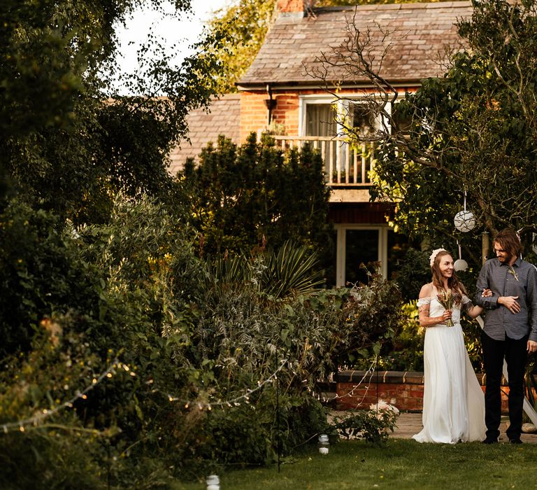 Bride walks down the aisle with her brother on wedding day