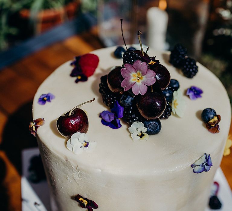 Blackberry and cherry wedding cake topper 